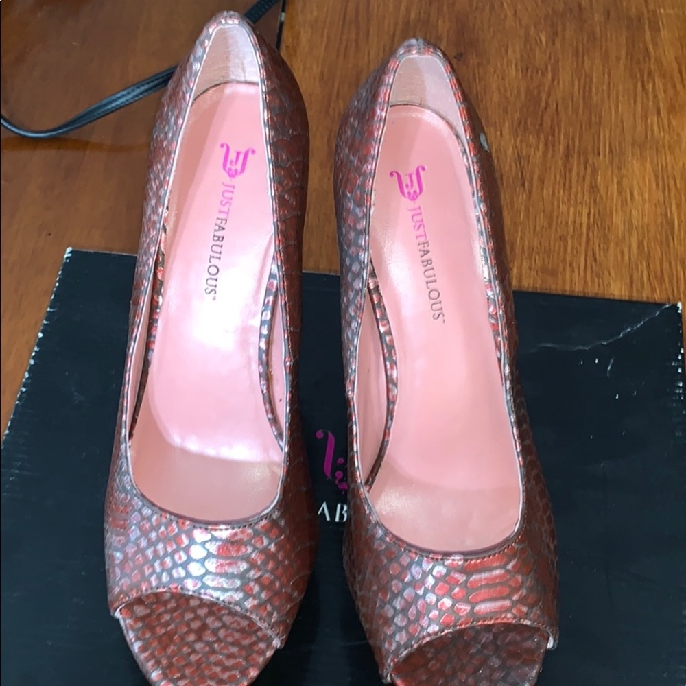 Red Snake Skin Heels